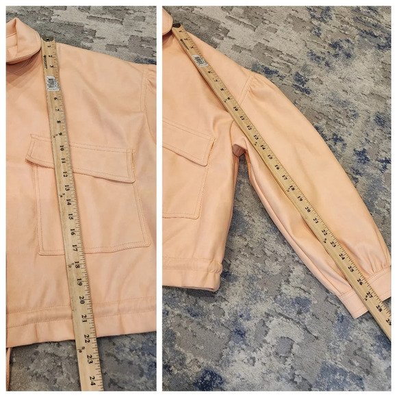 NWT 7 For All Mankind Vegan Leather Peach Jacket women's size large - Picture 7 of 17